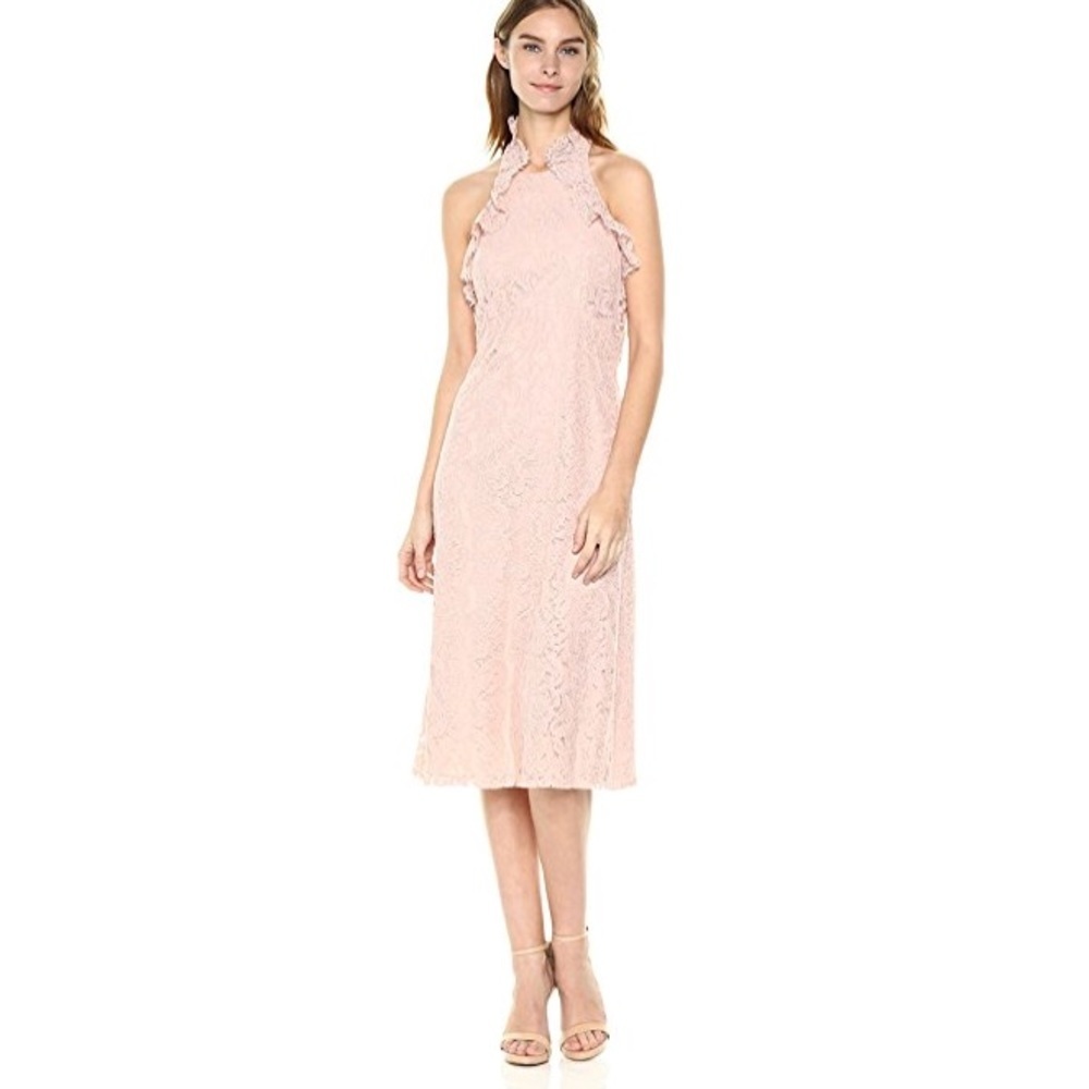 NEW • Nanette Lepore • Lace Halter Midi Dress Pink